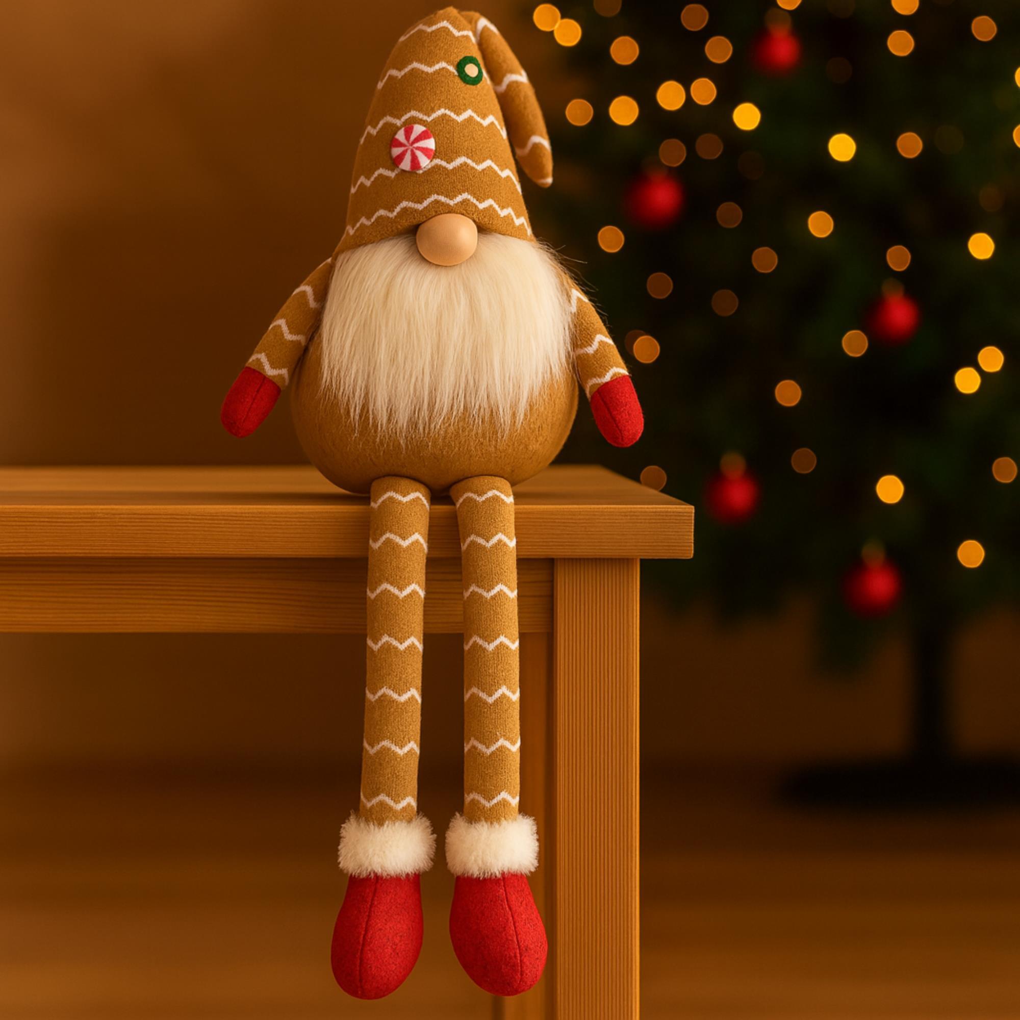Gnomo de pie decorativo navideño con sombrero, diseño nórdico original