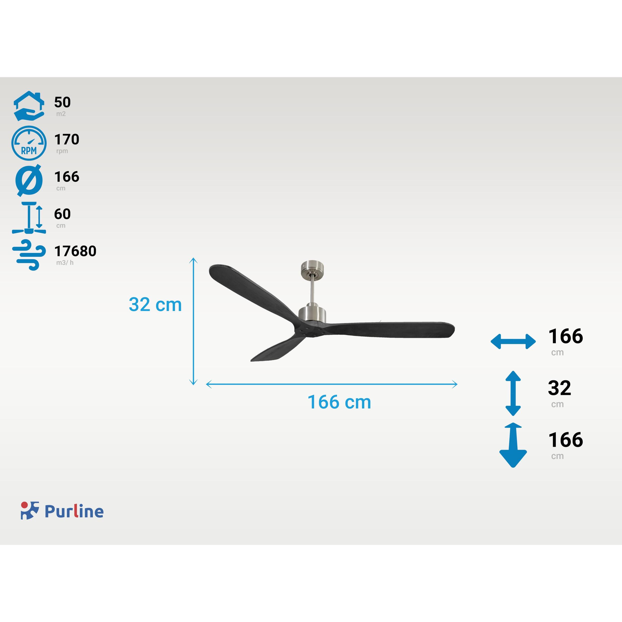 Ventilateur de plafond Réversible  Thermostat Wifi Moteur à courant continu Toits en pente Télécommande Hypersilence Mémoire FullWood