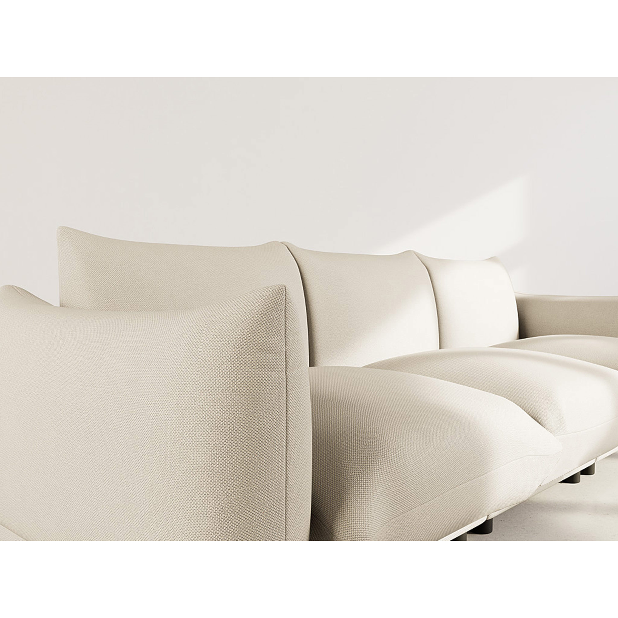 Jeanne - Canapé modulable d'angle réversible 4 places en velours texturé - Beige