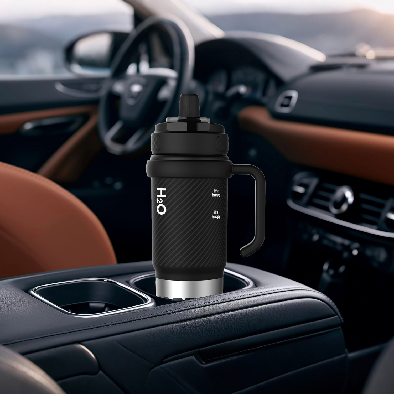 Termo MD-058 de 800 ml con sellado antifugas, filtro colador integrado y pajita incluida. Tapa con doble apertura, asa de transporte e interior de acero inoxidable.