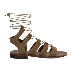 Sandali gladiator taupe in camoscio