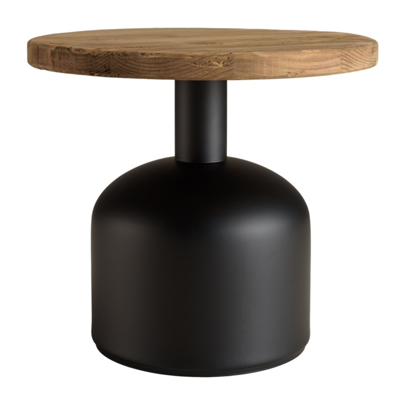 DANDY - Table d'appoint ronde 50x50cm bois Pin recyclé pied métal noir