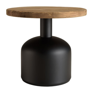 DANDY - Table d'appoint ronde 50x50cm bois Pin recyclé pied métal noir