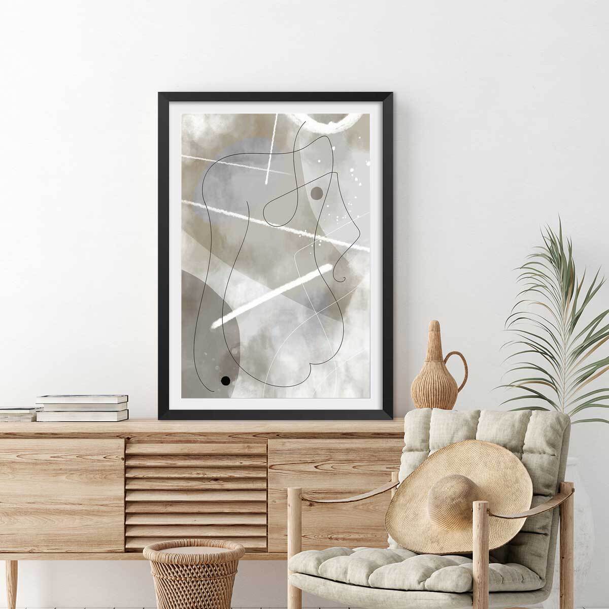 Affiche abstrait et soft line n°1 Affiche sous cadre noir