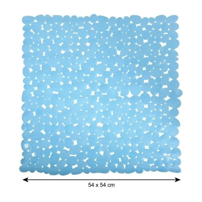 Tapis Fond de douche PVC GALETS 53x53cm Bleu Ciel MSV