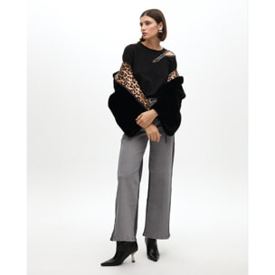 Cappotto con cappuccio in pelliccia sintetica