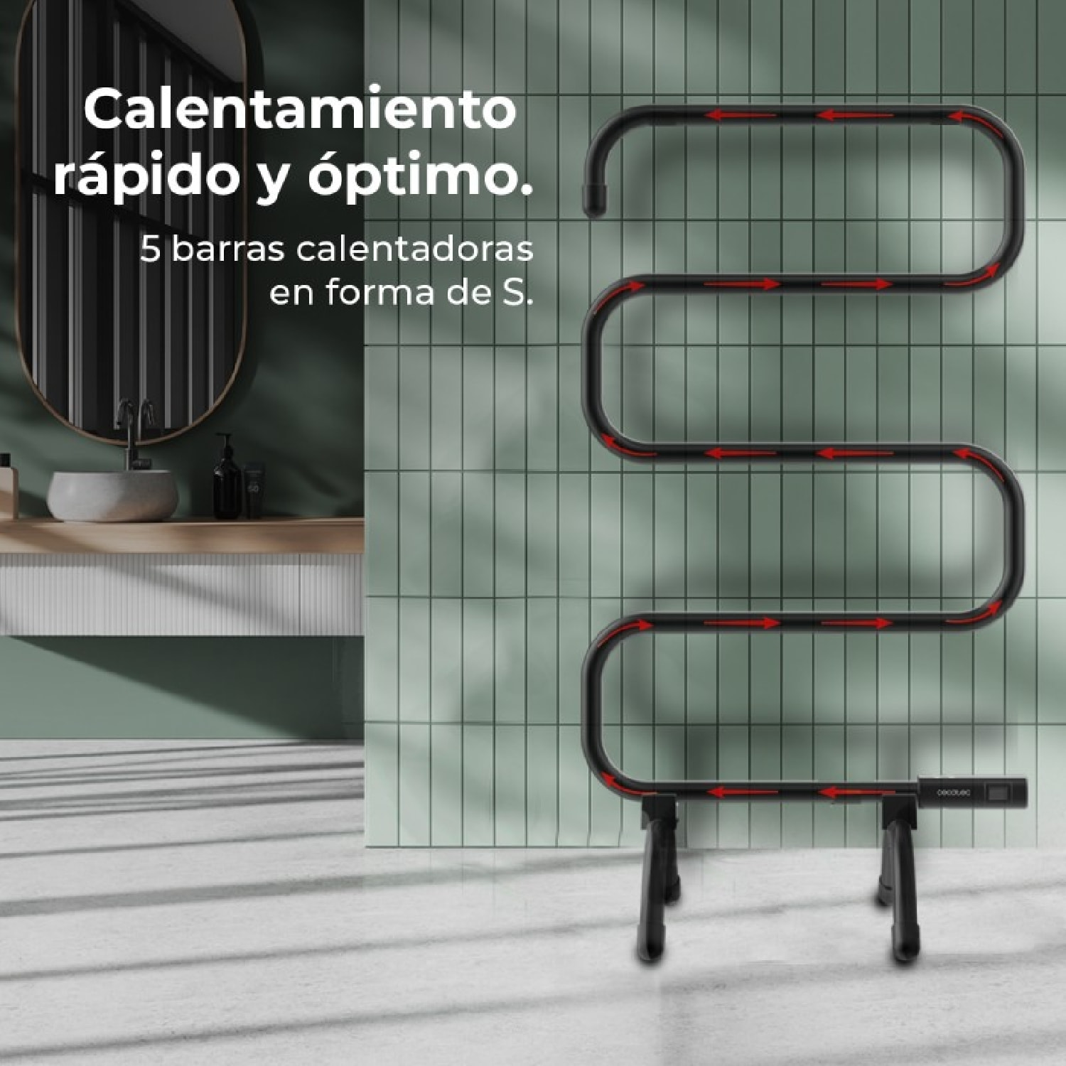 Cecotec Radiador Toallero Eléctrico ReadyWarm 5000 Towel Black. Seca Toallas con