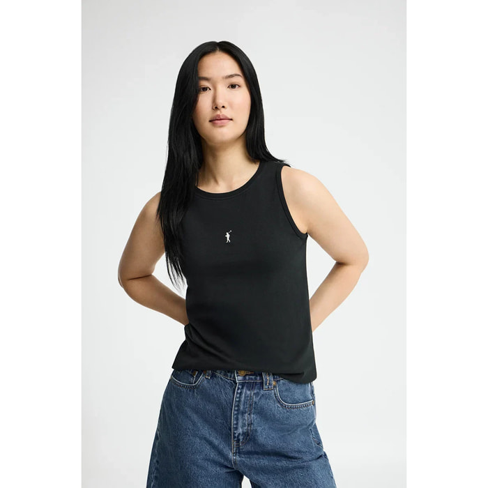 Canotta nera slim fit con ricamo Rigby Go