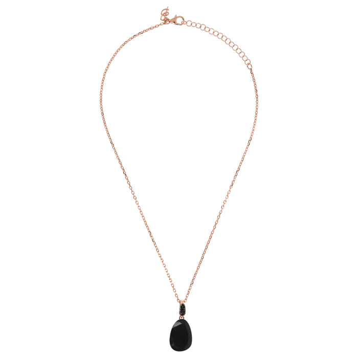 Collana con Pendente Goccia in Spinello Nero e Cubic Zirconia