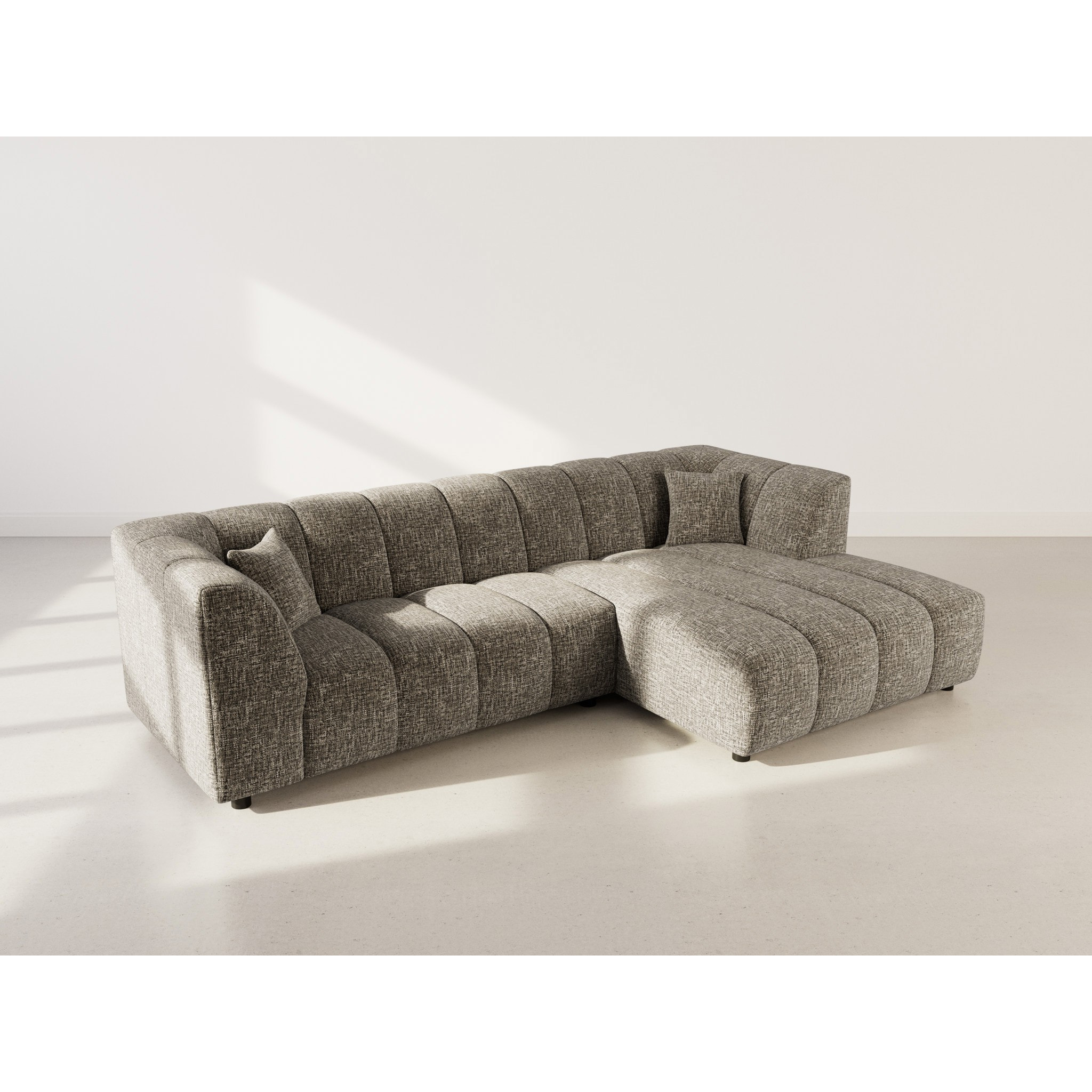 Curtis - canapé d'angle droit 4 places avec accoudoir en tissu texturé - Vert Olive
