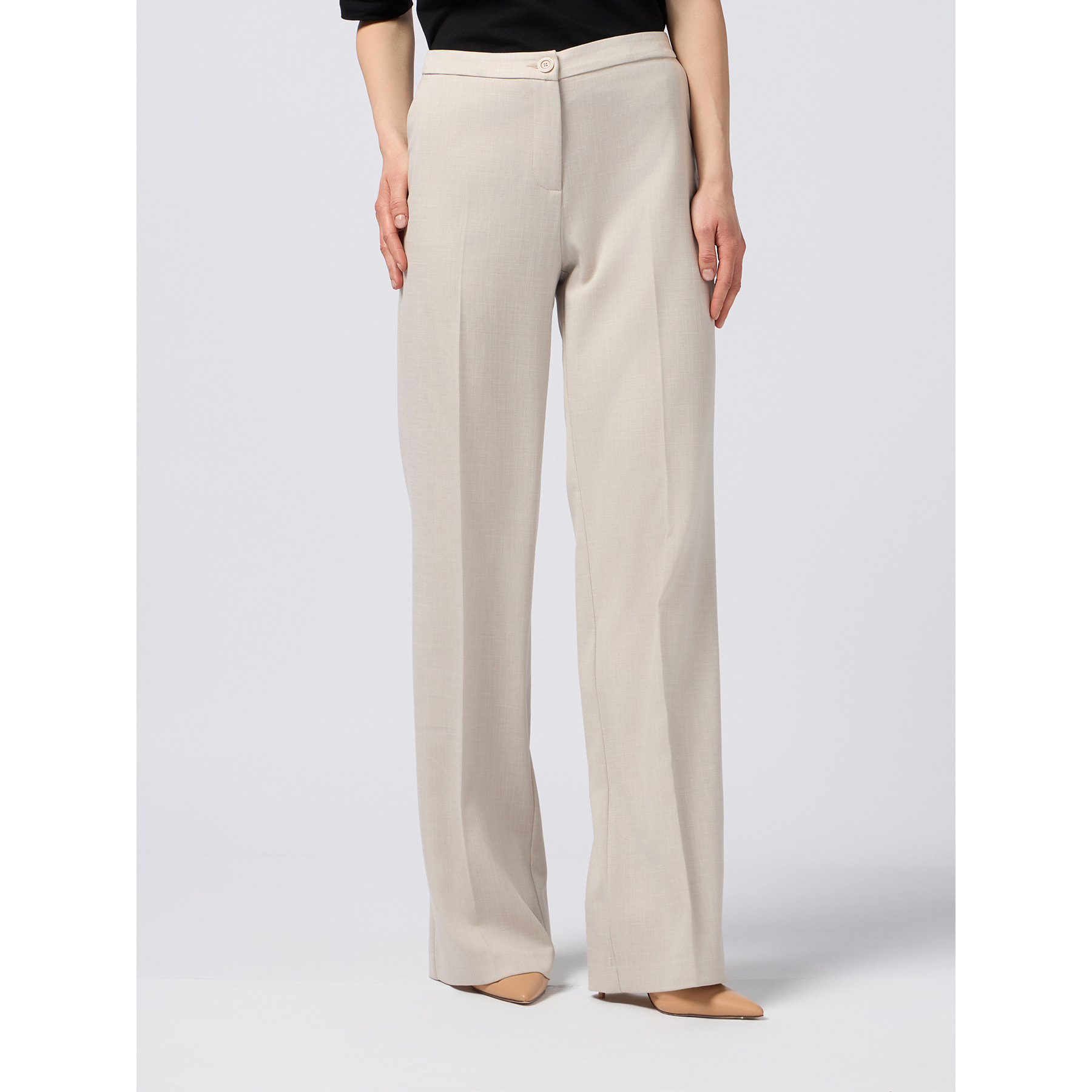 Oltre - Pantalones palazzo de tejido fluido - Beige
