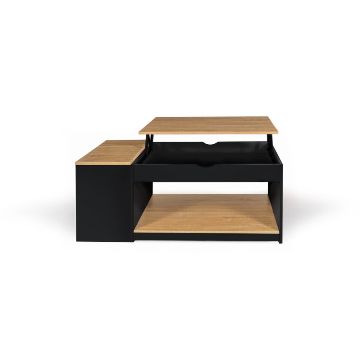 Table basse relevable + coffre Elina - Bois - Noir