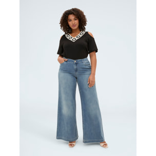 Fiorella Rubino - Jeans Wide Leg en denim lavado - Azul