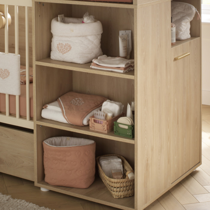 Cape de bain et gant en coton matelassé et éponge