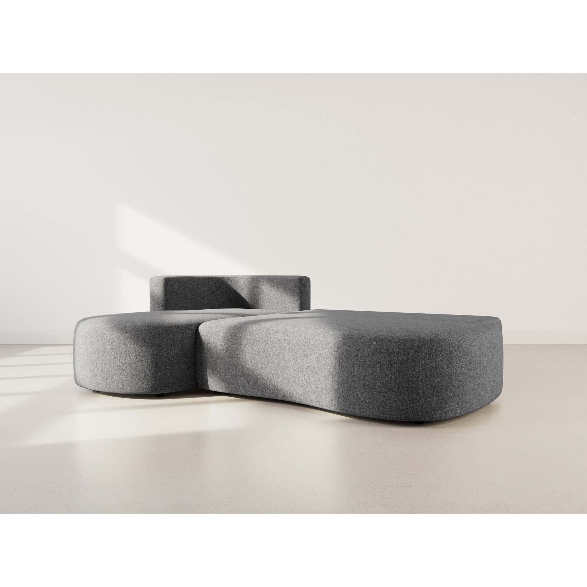 Mahina - canapé d'angle gauche 4 places convertible avec coffre en tissu texturé - Gris Anthracite