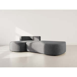 Mahina - canapé d'angle gauche 4 places convertible avec coffre en tissu texturé - Gris Anthracite