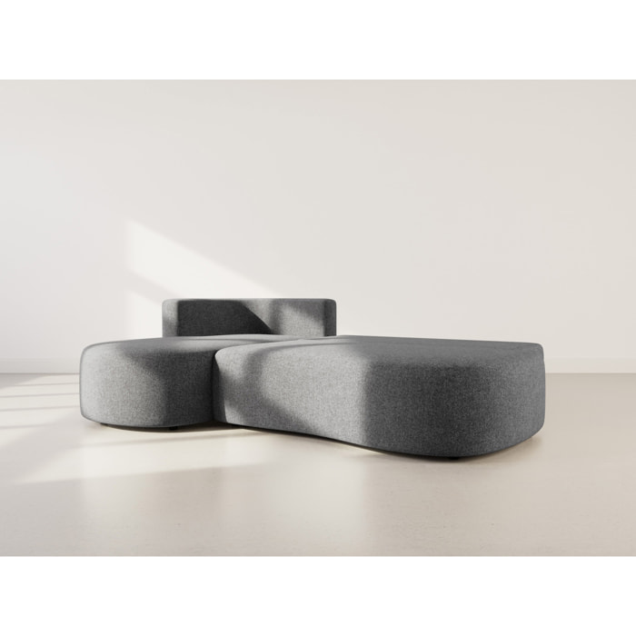 Mahina - canapé d'angle gauche 4 places convertible avec coffre en tissu texturé - Gris Anthracite