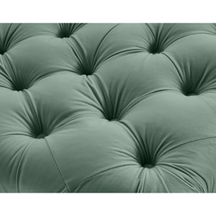 Walter - pouf chesterfield en velours - pieds bois - Bleu