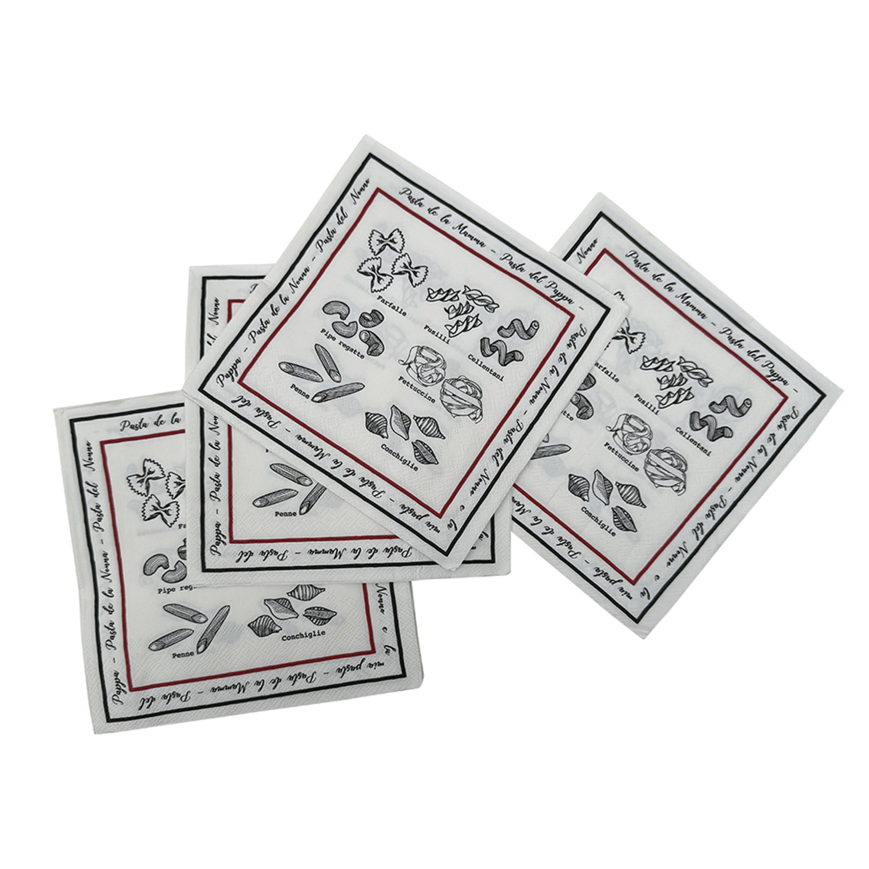 Lot de 20 serviettes en papier motif pâtes - Noir