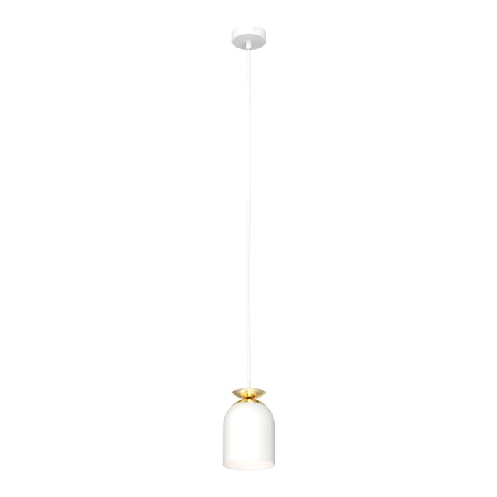 Lampada a sospensione Target in acciaio bianco e oro