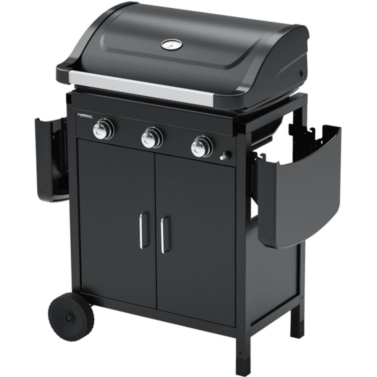 Barbecue gaz CAMPINGAZ COMPACT 3 LX PLUS noir grille et plancha 3 brûleurs sur chariot, 61x35 cm