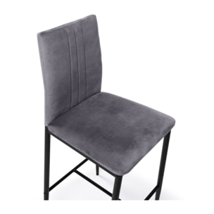 Tabourets de bar glam Jade en velours - Gris anthracite