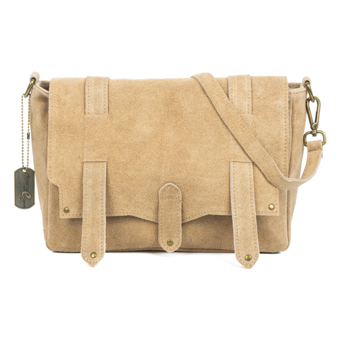 Aviatico borsa a tracolla donna. Pelle autentica Camoscio.