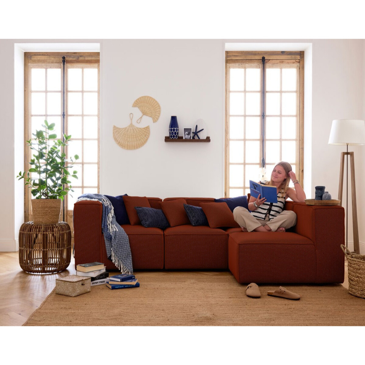 Arty - module d'assise gauche - en tissu mailles 3D - Terracotta