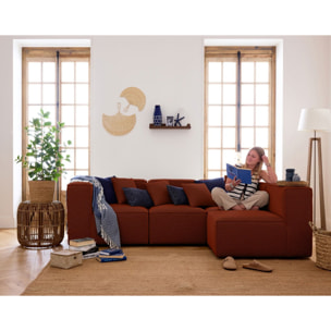 Arty - module d'assise gauche - en tissu mailles 3D - Terracotta
