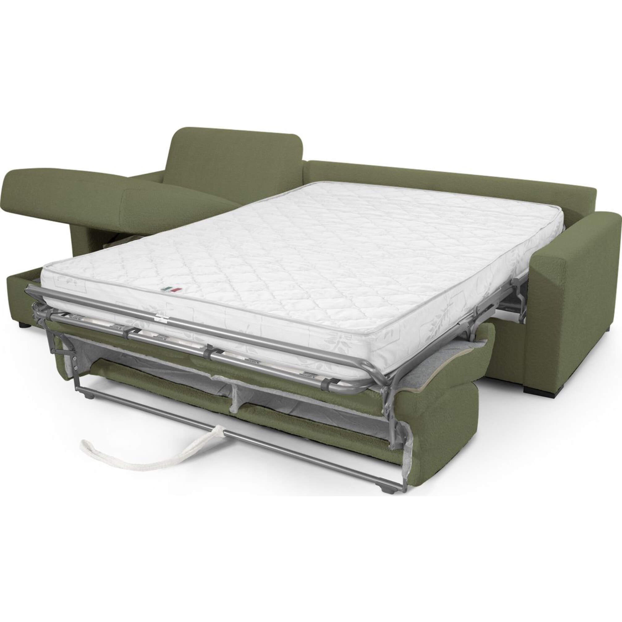 Canapé d'angle convertible express 5 places en tissu bouclette - PALOMA