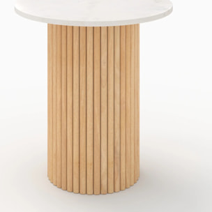 Table d'appoint en marbre et bois de manguier D40 cm - Agathe