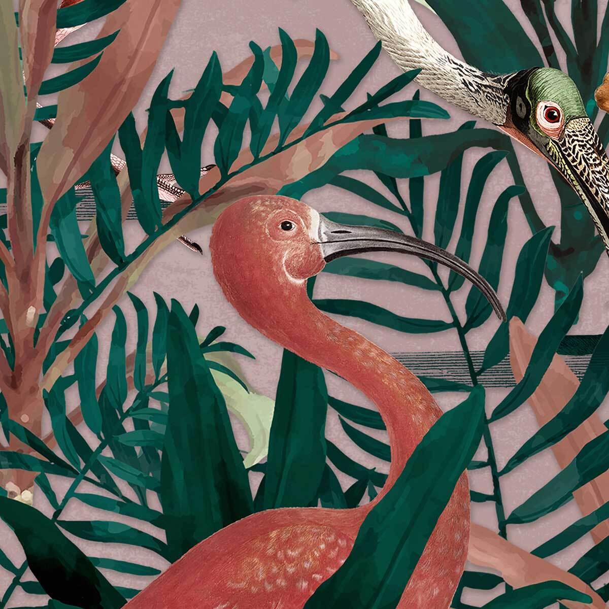 Affiche encadrée jungle tropicale avec flamants roses Affiche + cadre en métal - Noir