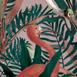 Affiche encadrée jungle tropicale avec flamants roses Affiche + cadre en métal - Noir