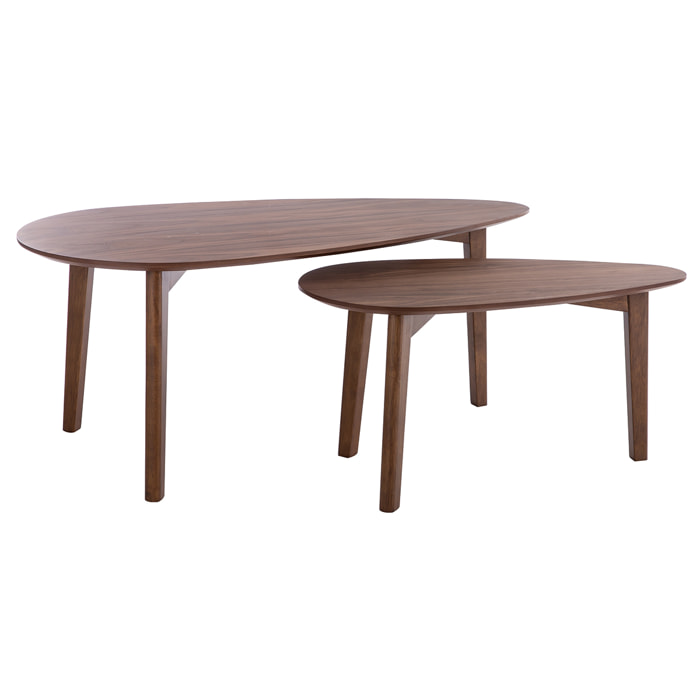 Tables basses gigognes scandinaves bois foncé noyer (lot de 2) ARTIK