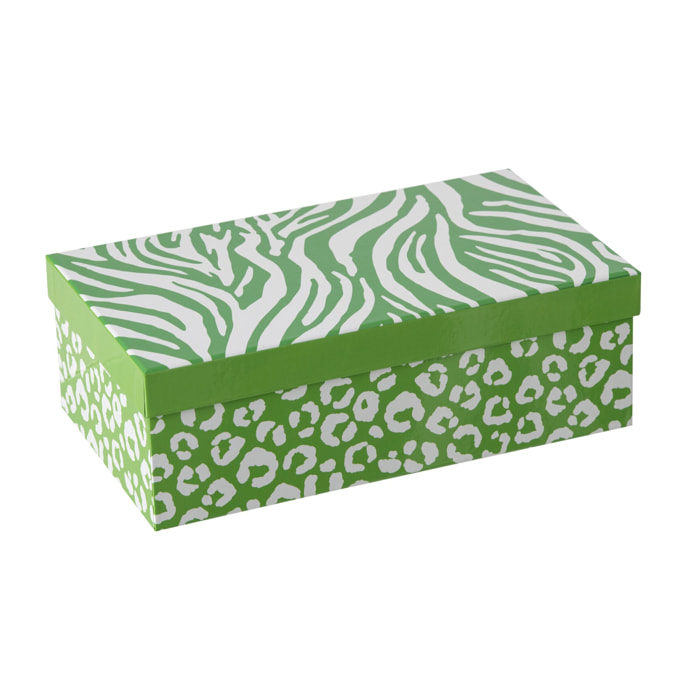 J-Line Tasse + Sous-tasse Léopard + Zèbre - porcelaine - vert/blanc - large - set de 2