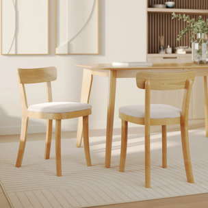 Lot de 2 chaises en bois et tissu beige - Keno