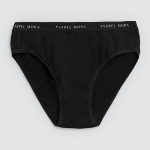 Confezione da 2 slip midi basico in cotone nero e grigio