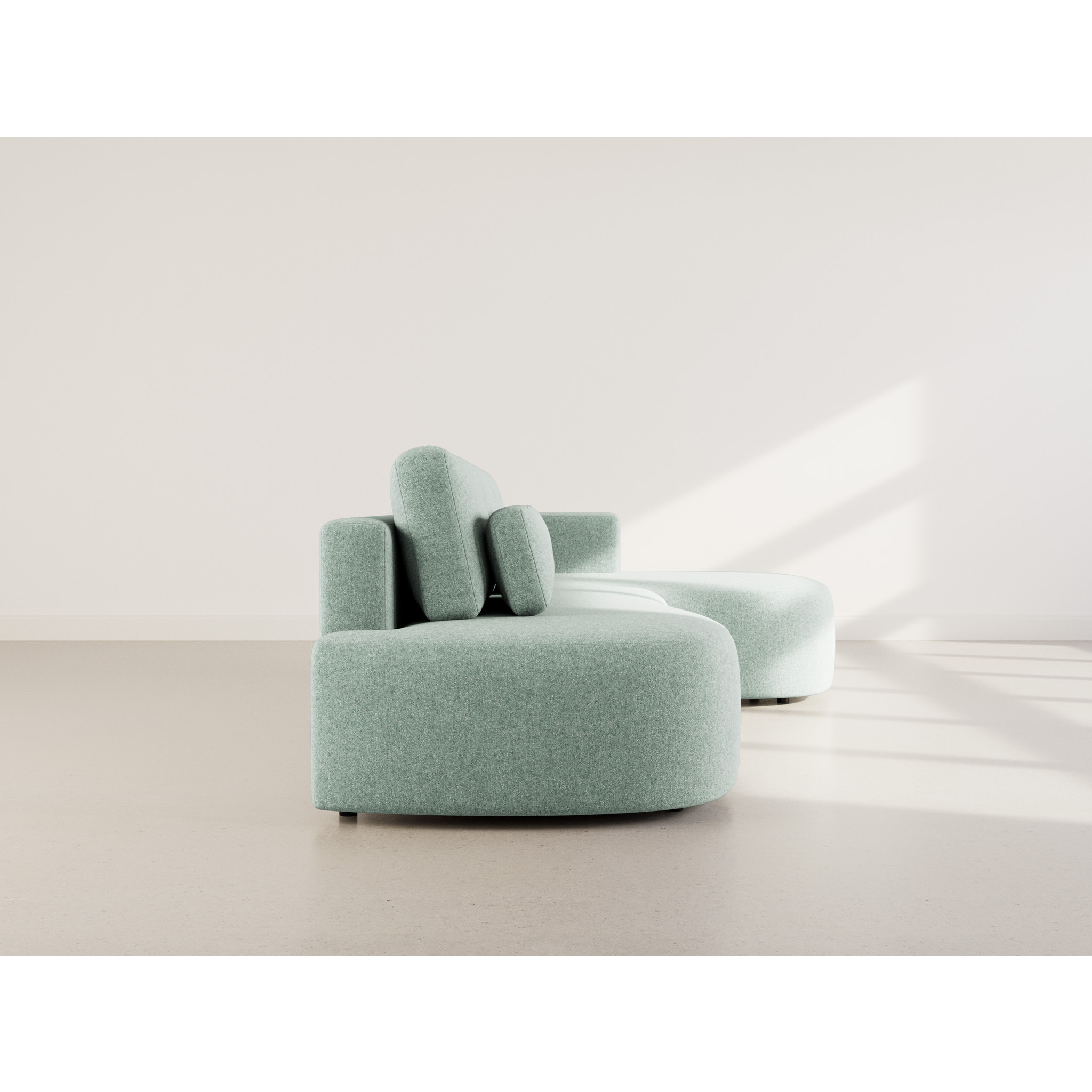 Mahina - canapé d'angle droit 4 places convertible avec coffre en tissu texturé - Bleu