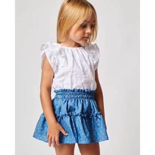 FALDA DENIM FLORES BLANCA