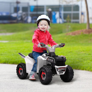 Quad Eléctrico para Niños 6V, Quad para Niños de 18-36 Meses con Avance y Retroceso, Velocidad de 2,5 km/h, Blanco
