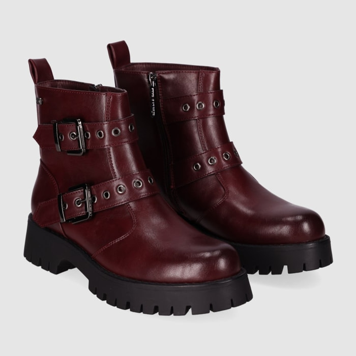 Botines - Vino - Tacón: 5 cm