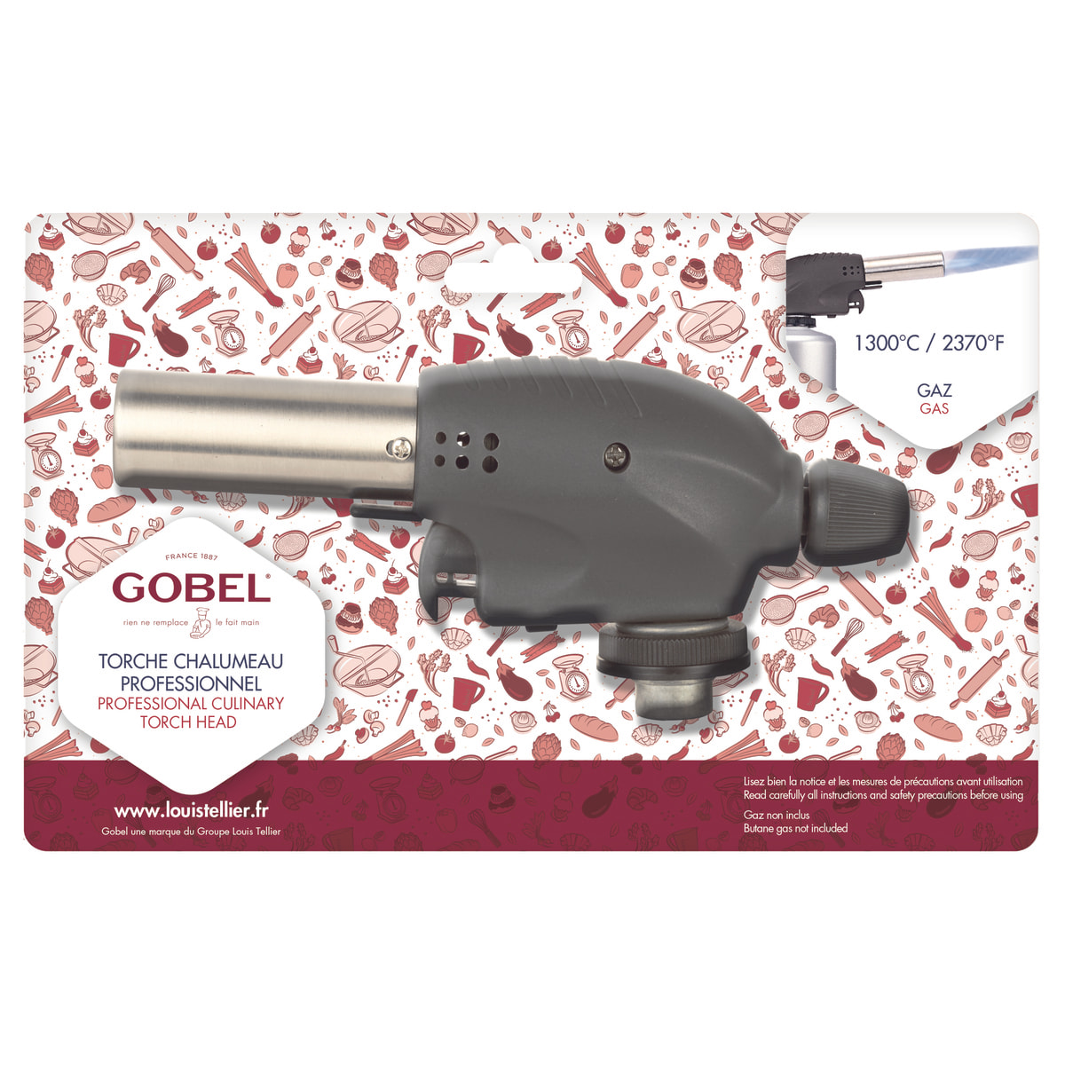 Chalumeau à gaz professionnel (bouteille gaz non fournie) - acier et fibre de nylon - 130 x 65 x 65 mm