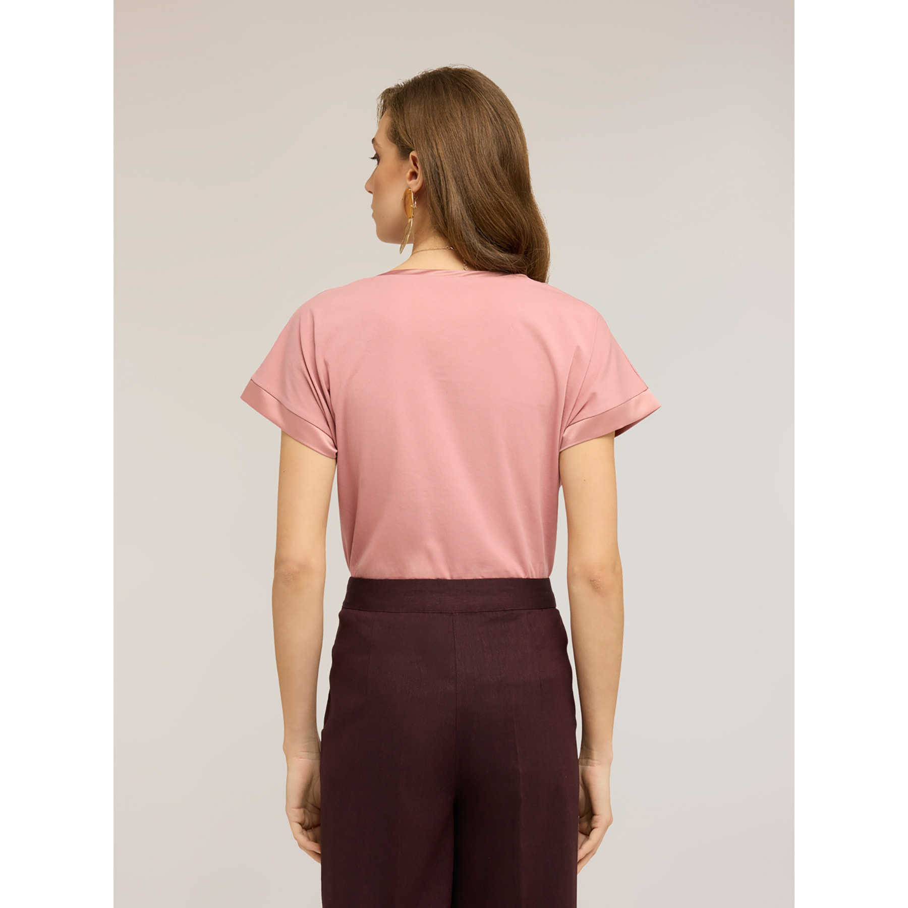 Motivi - T-shirt bimaterica misto cotone - Rosa
