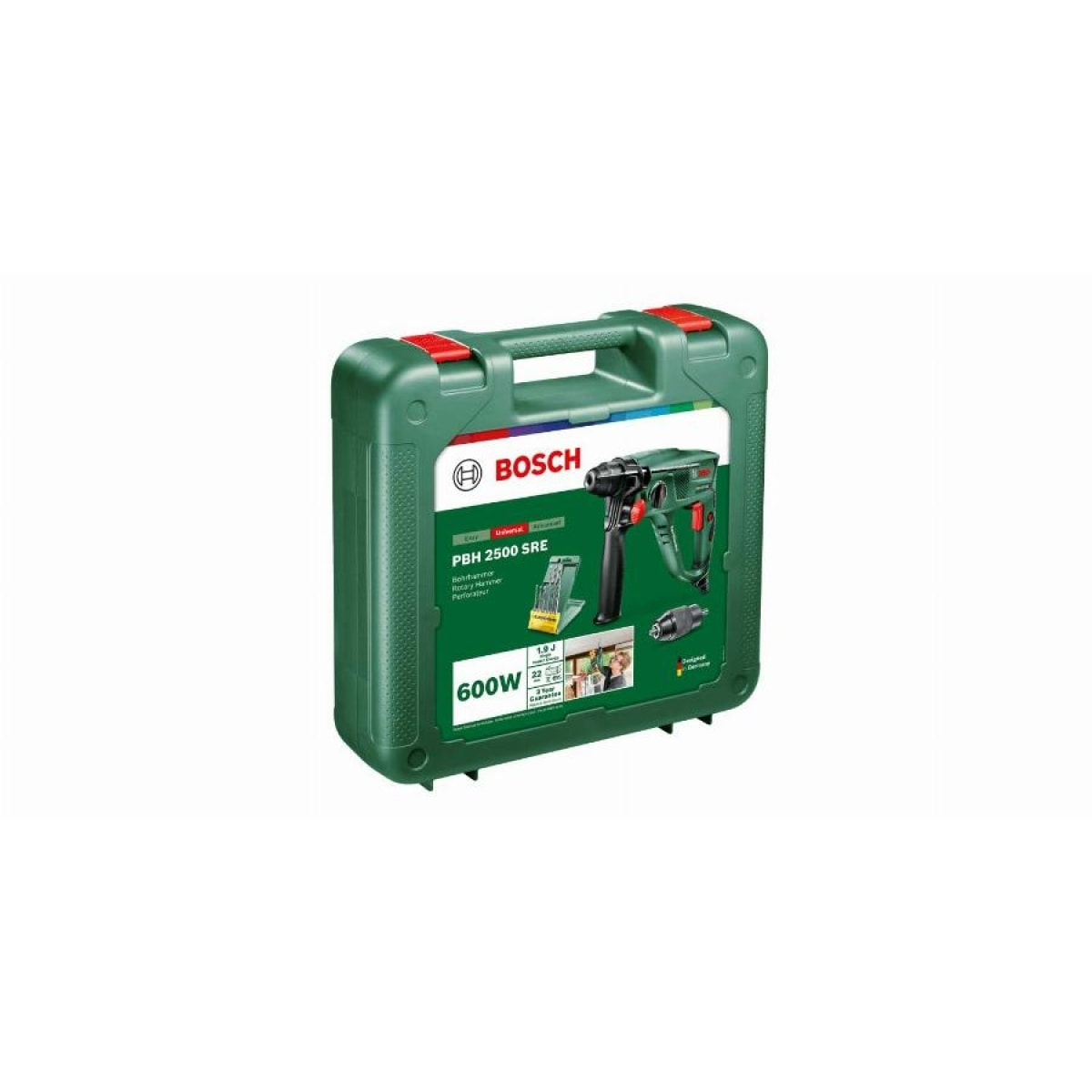 Caja perforadora percutor BOSCH PBH 2500 SRE + adaptador SDS portabrocas con llave 600W - 0603344402
