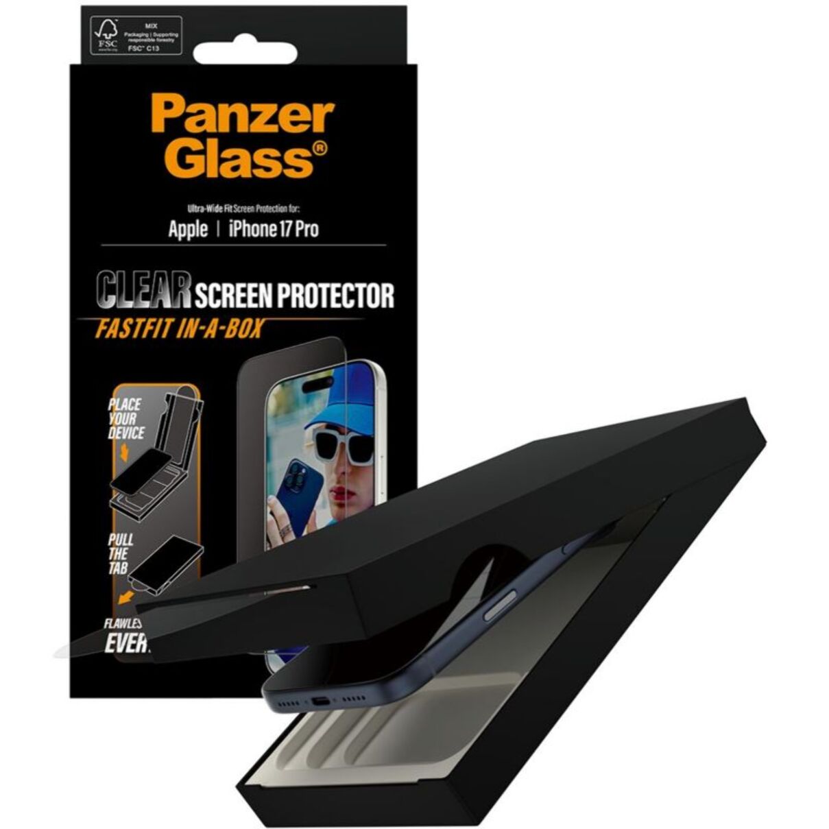 Protège écran PANZERGLASS iPhone 17 Pro verre trempé Pose facile
