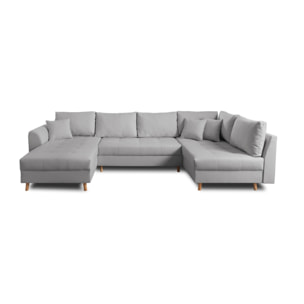 Rune - canapé panoramique - avec pouf d'appoint - 7 places - style scandinave - droit - Gris clair