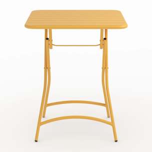 Table et chaises de jardin pliantes 2 personnes en métal jaune - Yumi