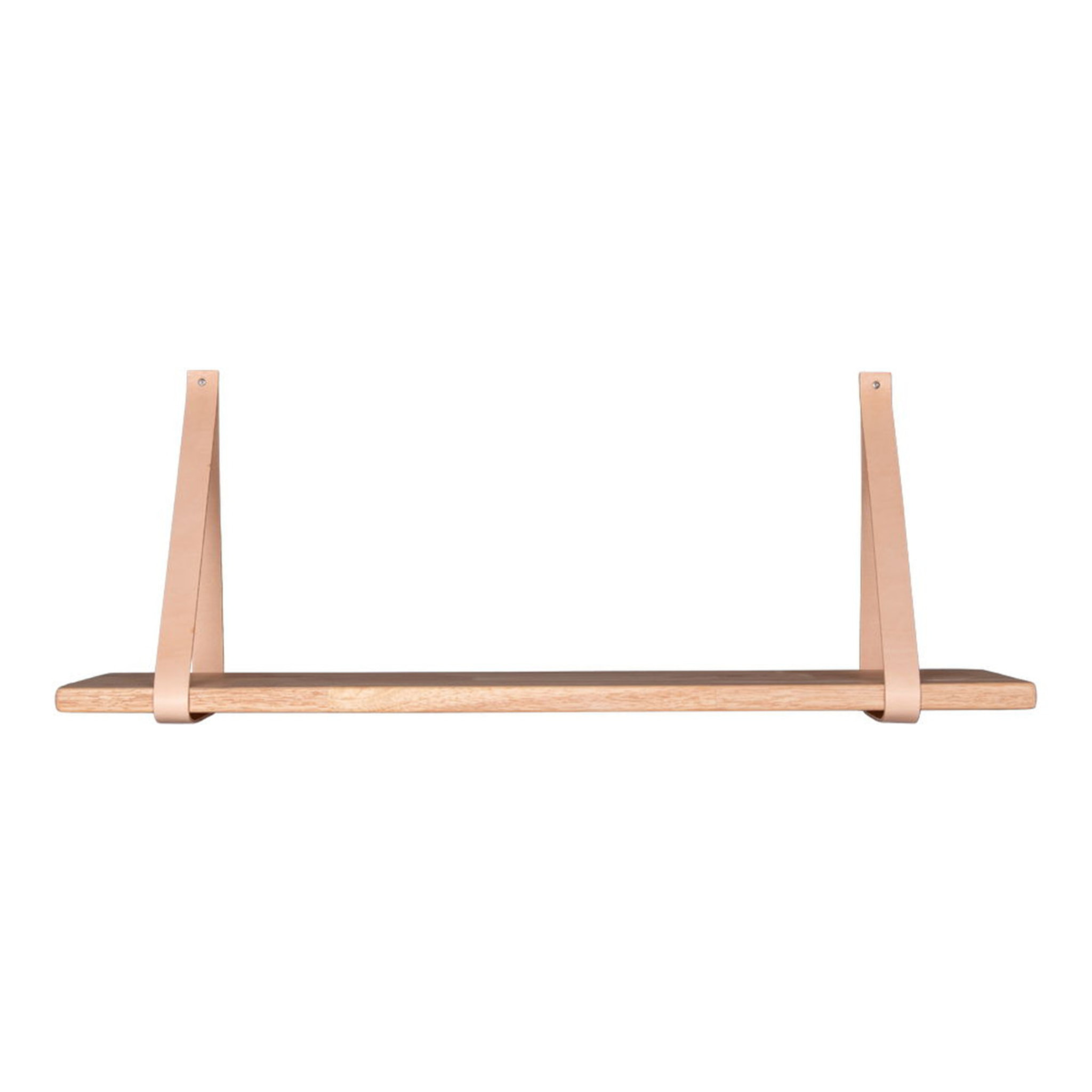 Mensola da parete Forno in legno naturale con cinghie in pelle marrone 120x20 cm
