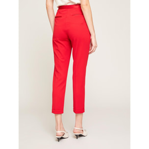 Motivi - Pantaloni New York con inserti in raso - Rosso