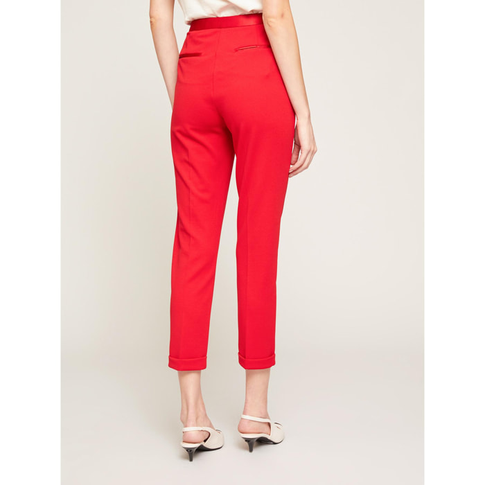 Motivi - Pantaloni New York con inserti in raso - Rosso